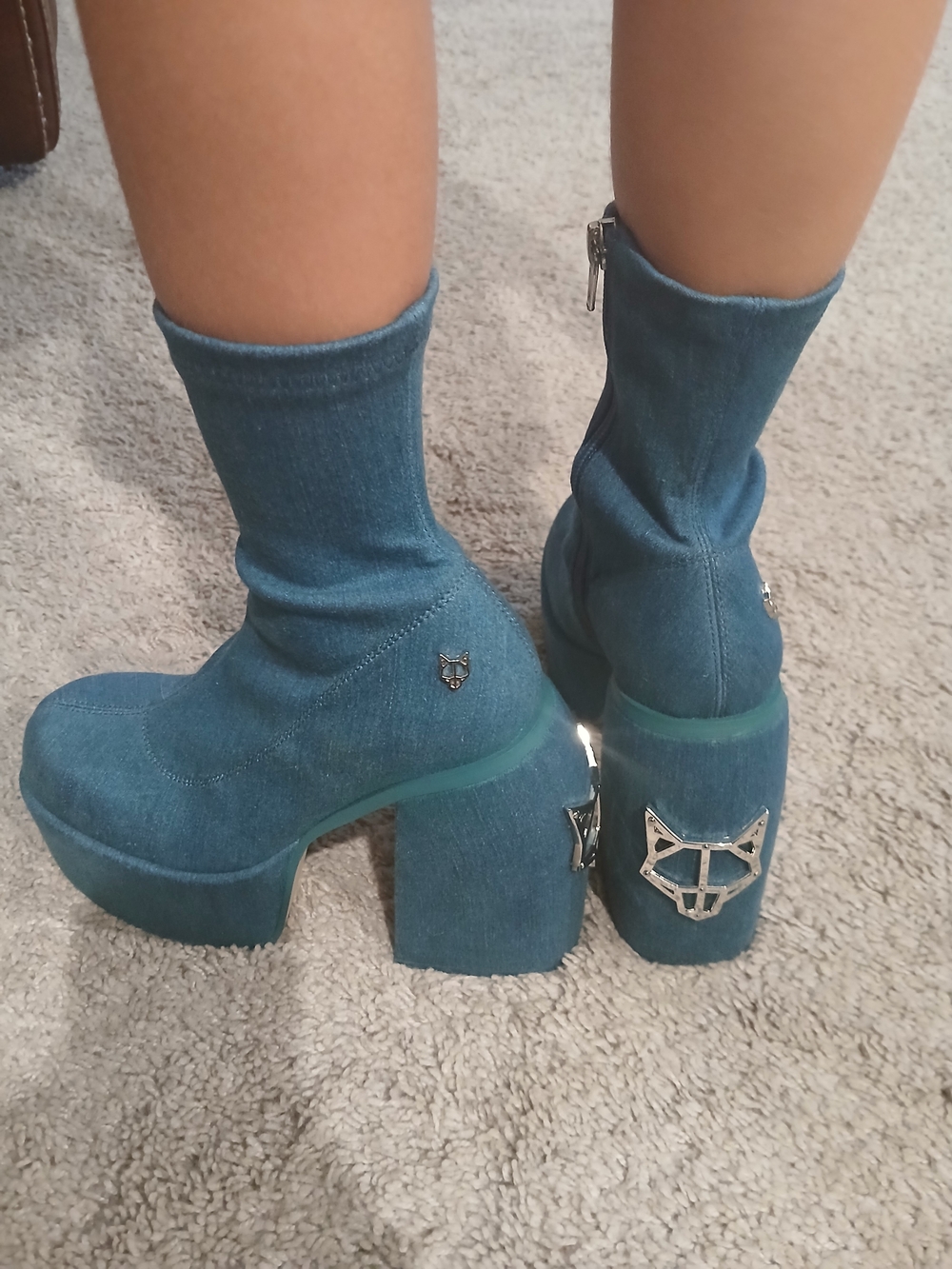 Naked Wolfe Sugar Denim Platform Sock Boots - Picture 7 of 8